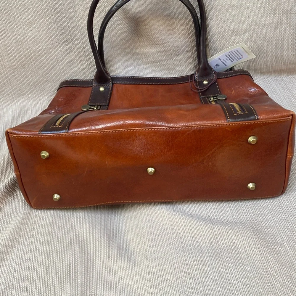 Pelletterie Firenze Cognac Italian leather handmade handbag - Picture 3 of 13